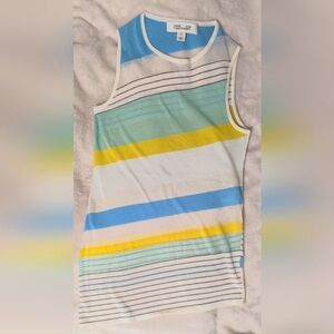 Diane Von Furstenberg, DVF,  Striped Top With Asymmetrical Hem